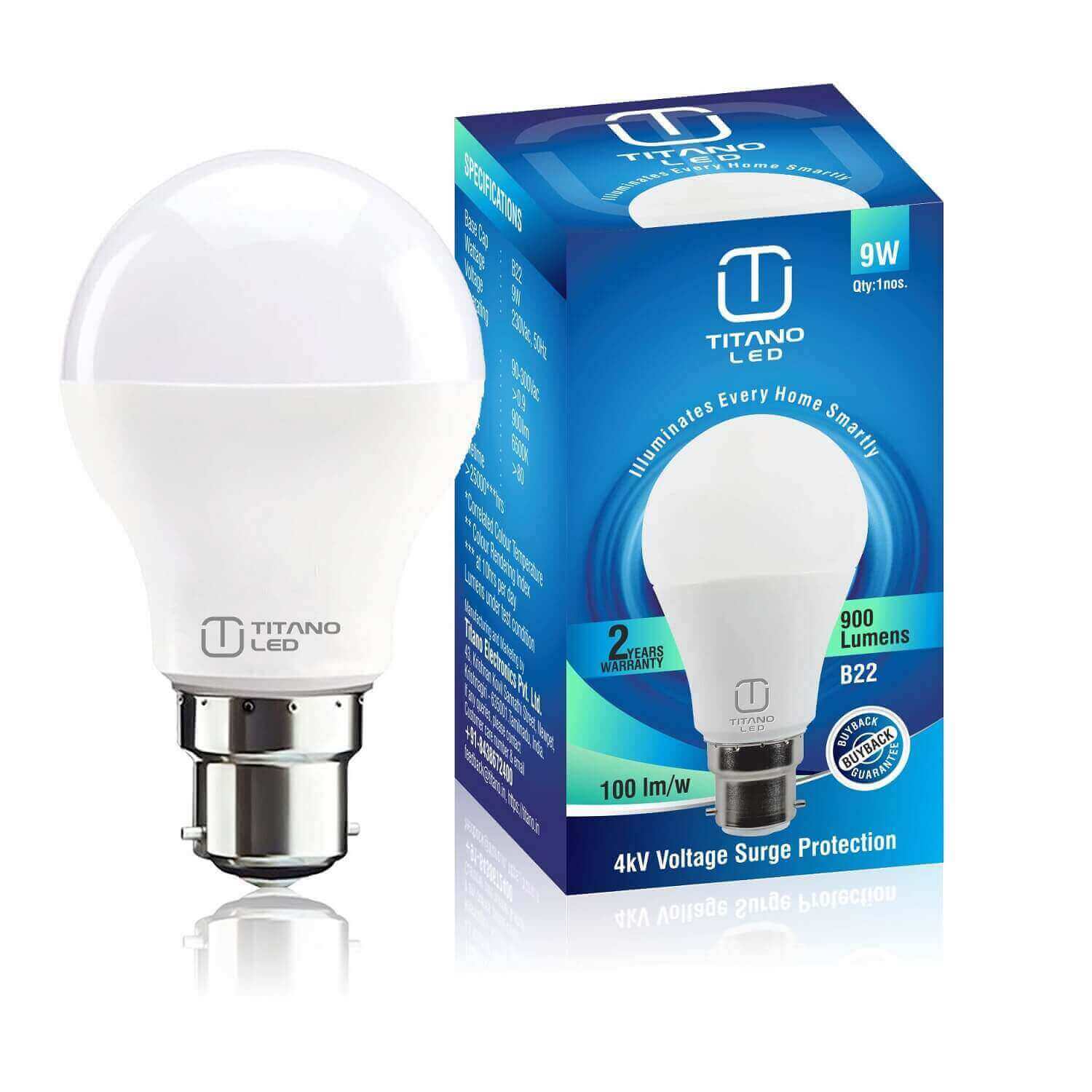 9W Titano LED Primal Bulb Cool White B22